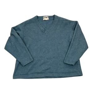 VTG Banana Republic Sweater Womens Medium Teal 100% Cashmere V-Neck Long Sleeve